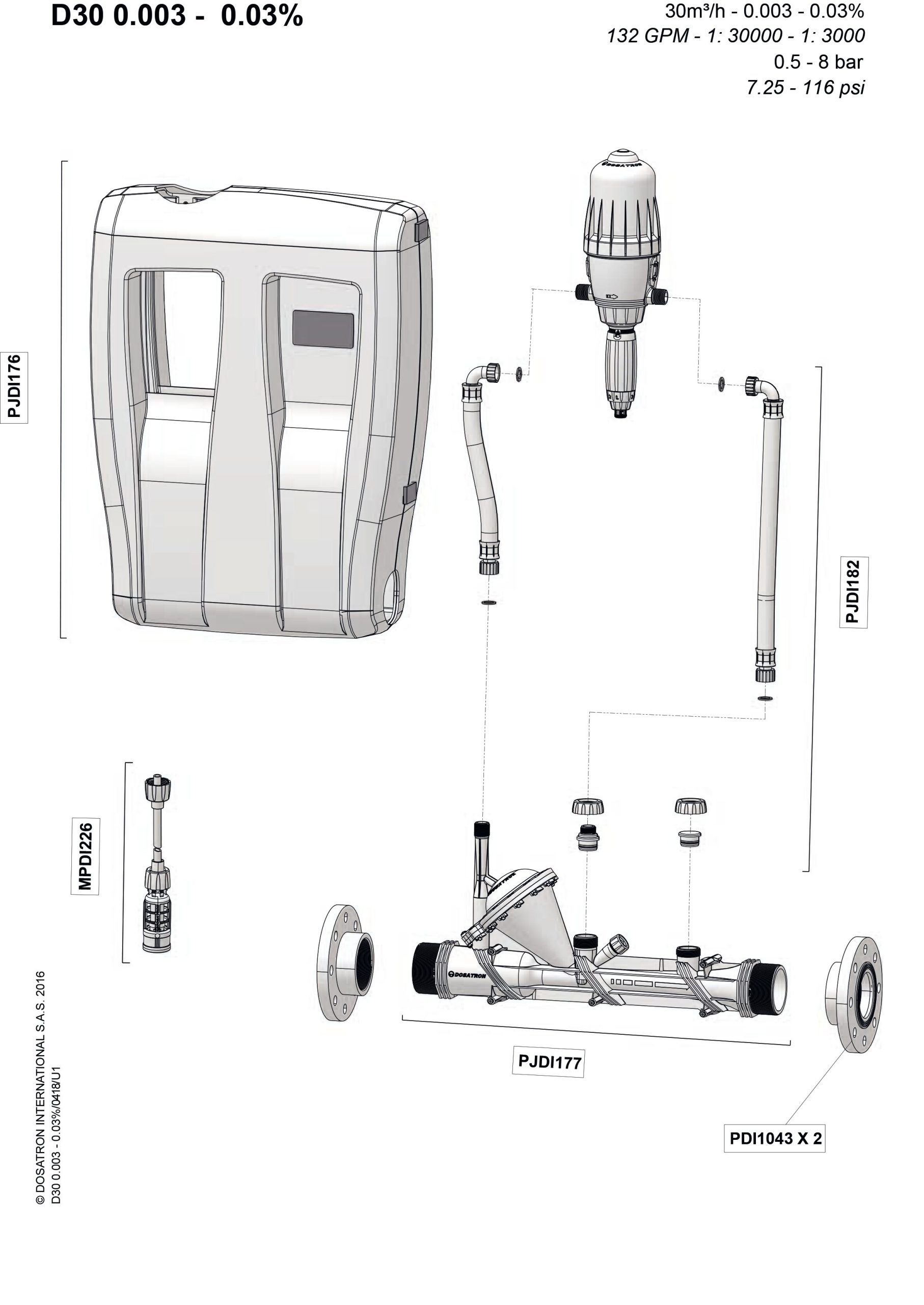 Dosatron Liquid Dispenser D30 WL 0 03 0 003 IE AF Dosatron Dosatron Liquid Dispenser D30 WL 0 03 0 003 IE AF Dosatron