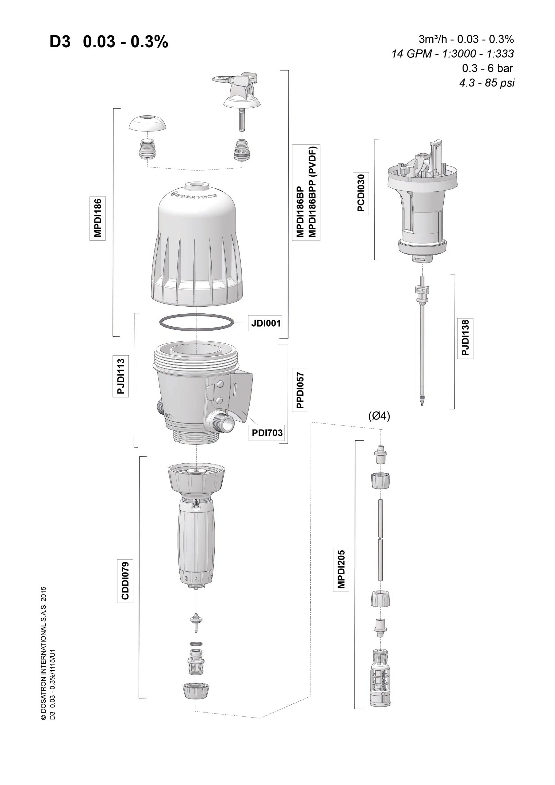 Dosificador de agua - D8WL-ACS series - DOSATRON - de pistón / proporcional